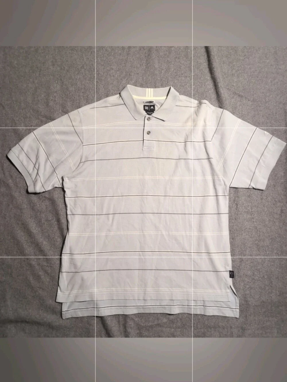 adidas Men's Blue and Light Gray Striped Polo Golf